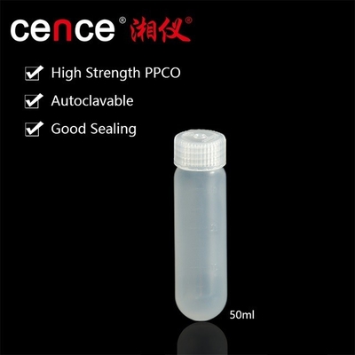 PP PPCO วัสดุหลอดเซ็นทริฟิวเจอร์ทับกับปิดหมวก 50 ml ทับความเร็วสูง Max RCF 50000xg